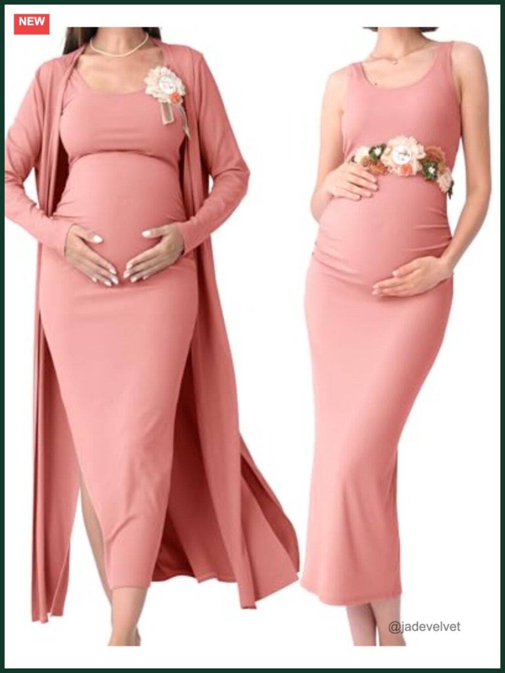Maternity Dress and Cardigan Set with Soft Stretch Fabric for Baby Shower